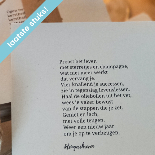 Wenskaartje nieuwjaar: 'Proost het leven'