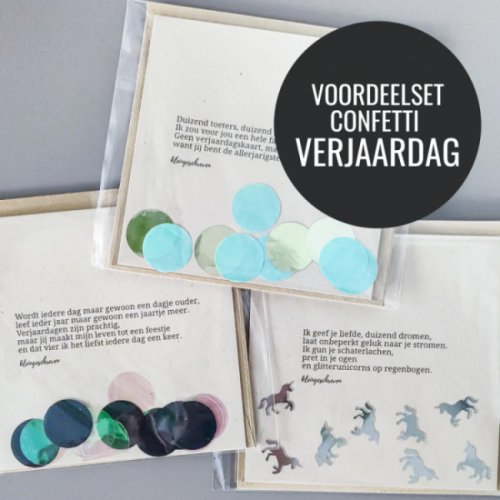 Set van 3 Confettikaarten - Verjaardag