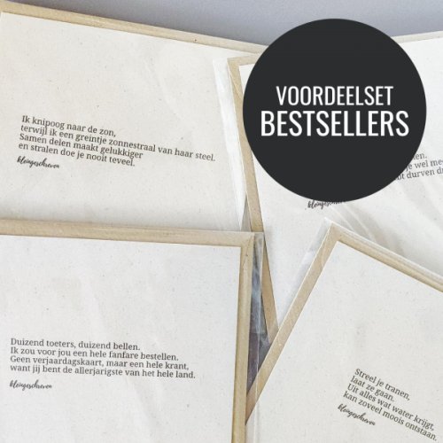 Set van 4 Wenskaarten - Bestsellers